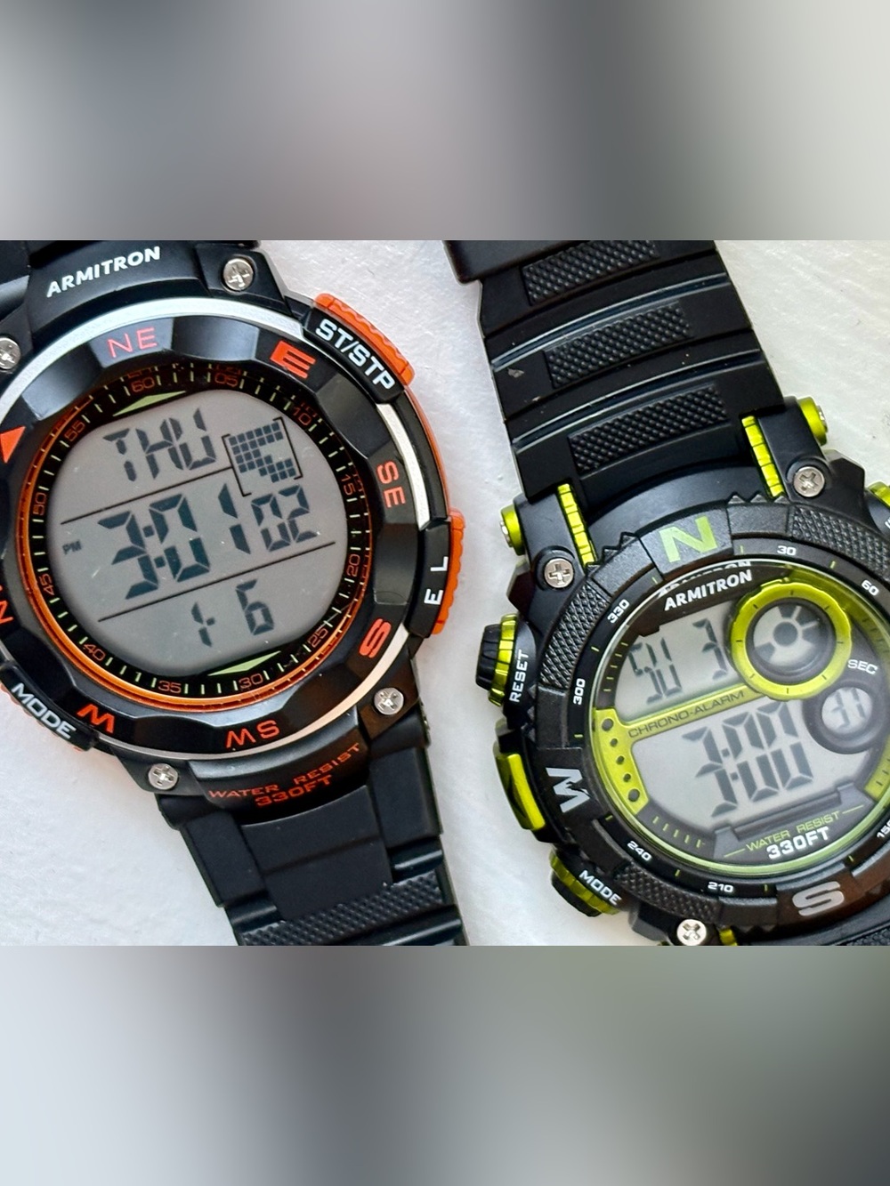 Armitron Dual Digital Sport Watch Set - Black with Orange & Lime Accents